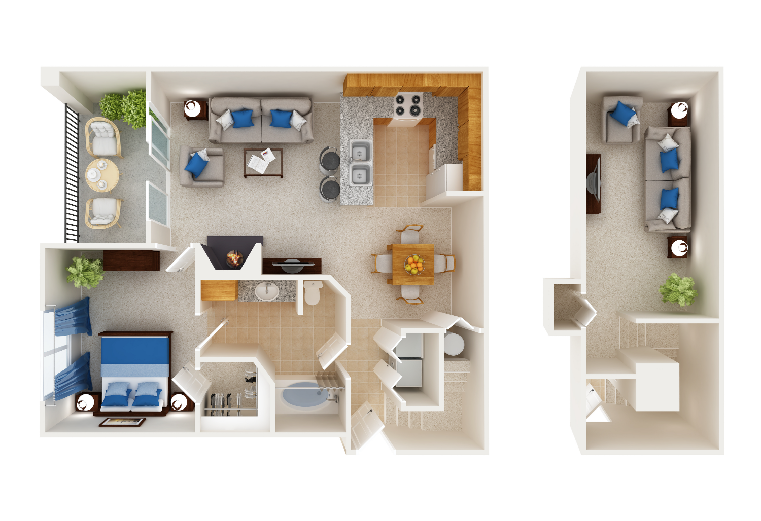 Floor plan for 1 bed, 1 bath, 1173 sqft